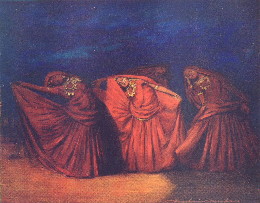 INDIA. Nautch Girls, India 1920 old antique vintage print picture